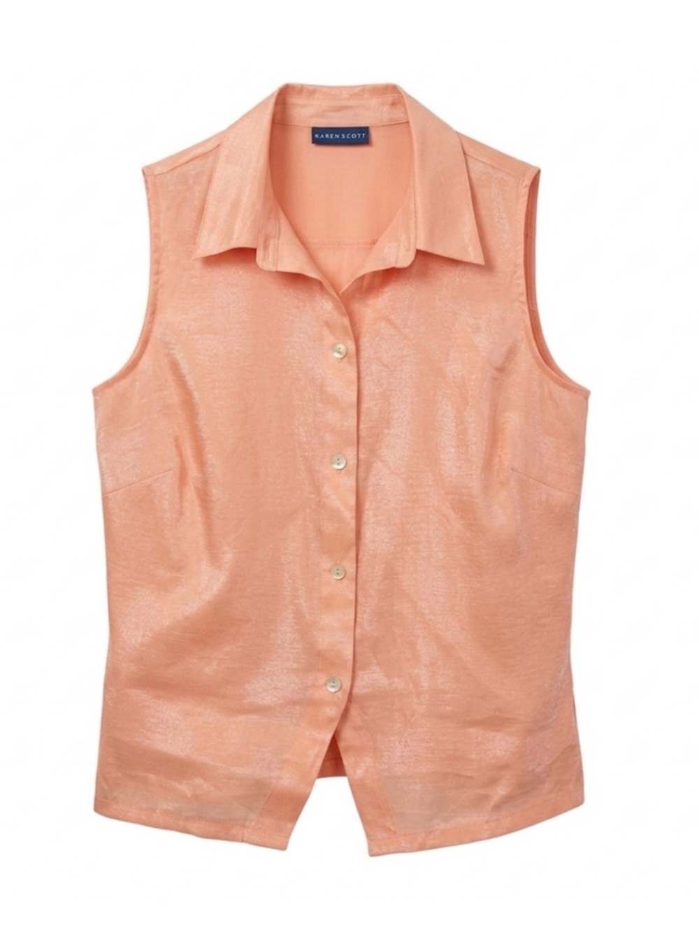 KAREN SCOTT Sleeveless Button-Up Shirt, Women’s Size M, Orange